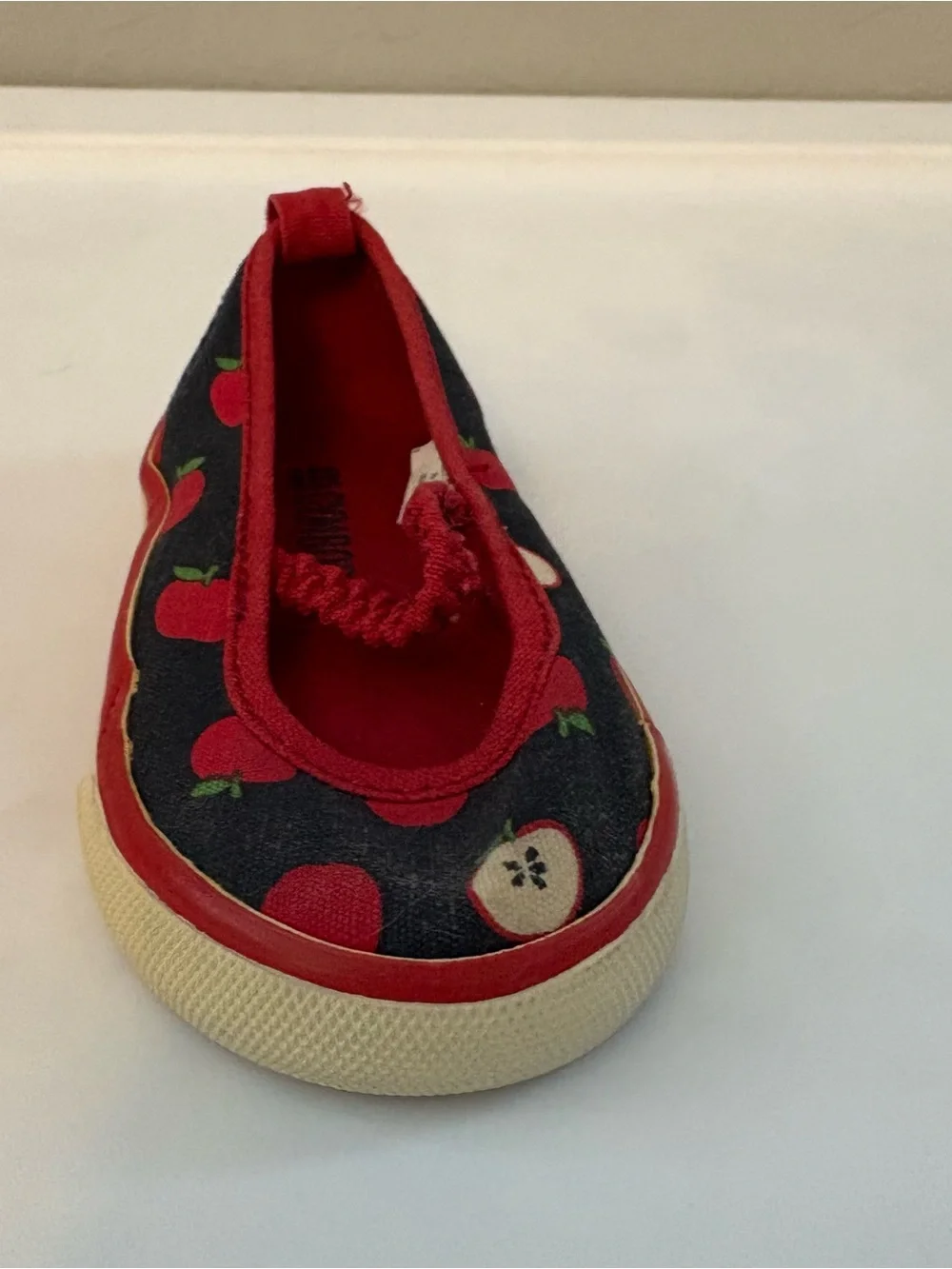 Gymboree prep school navy blue red apple print mary jane style shoes size 4